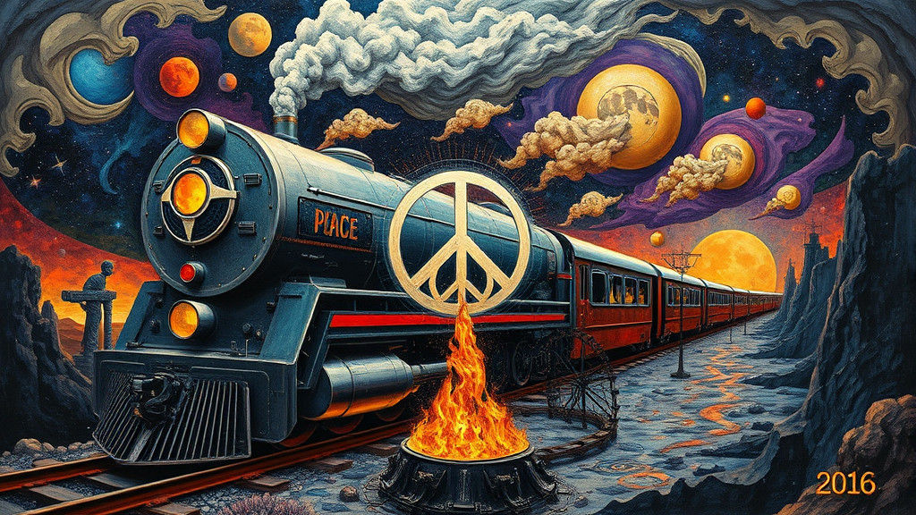 Peace Train in Abstract Art Deco Surrealism