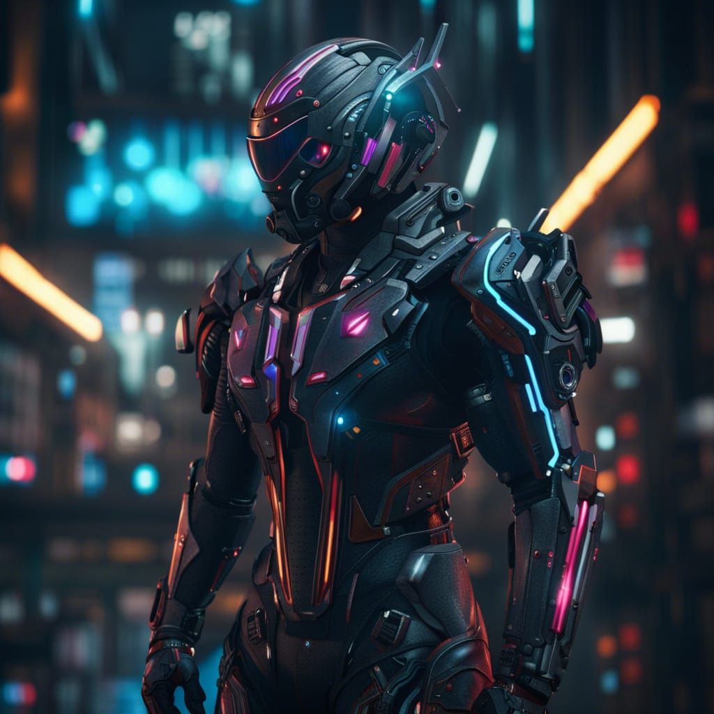 High Tech Cyberpunk Suit in Detailed Matte Painting