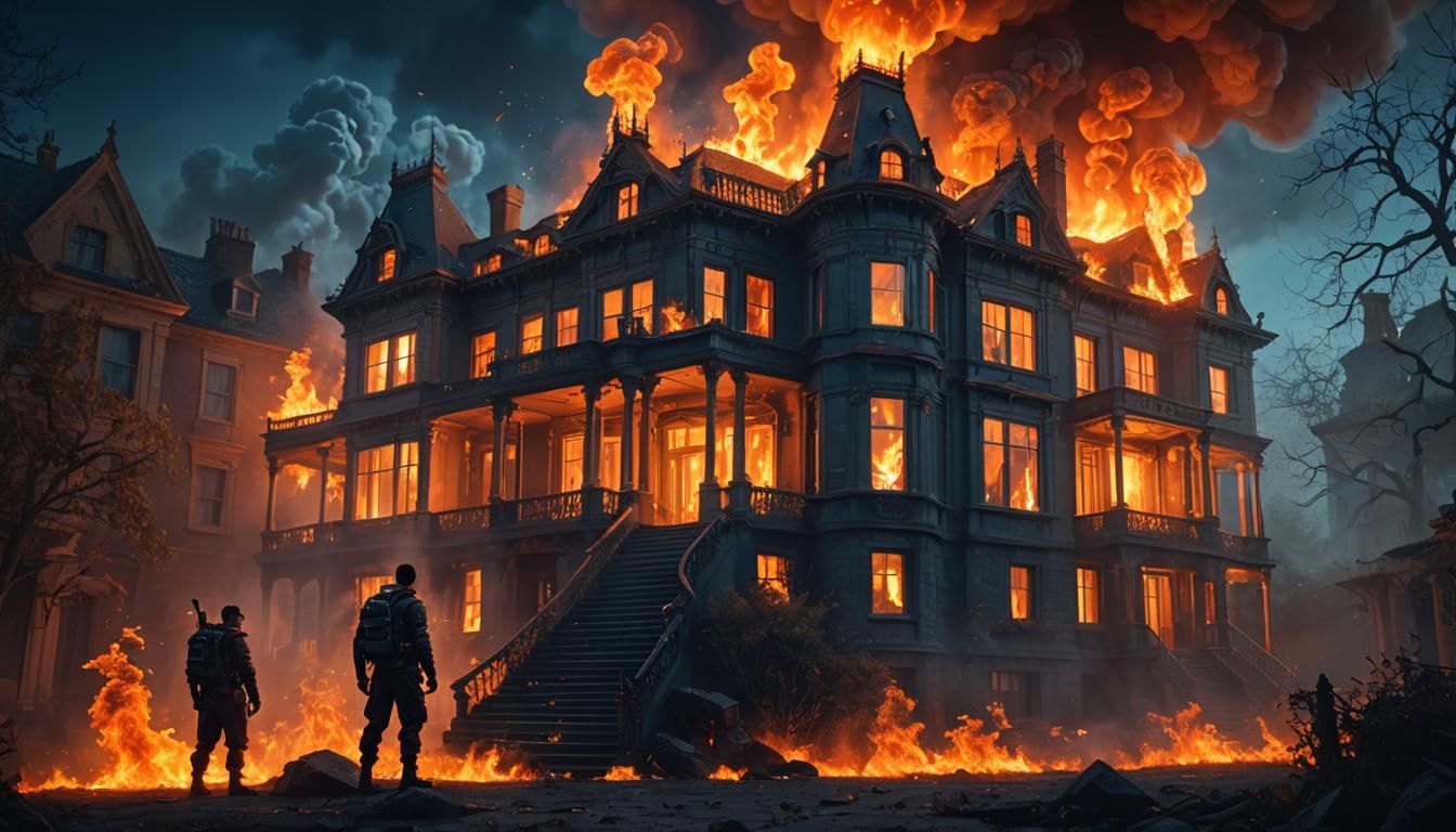 Burning Mansion: Fantasy Art with Fire