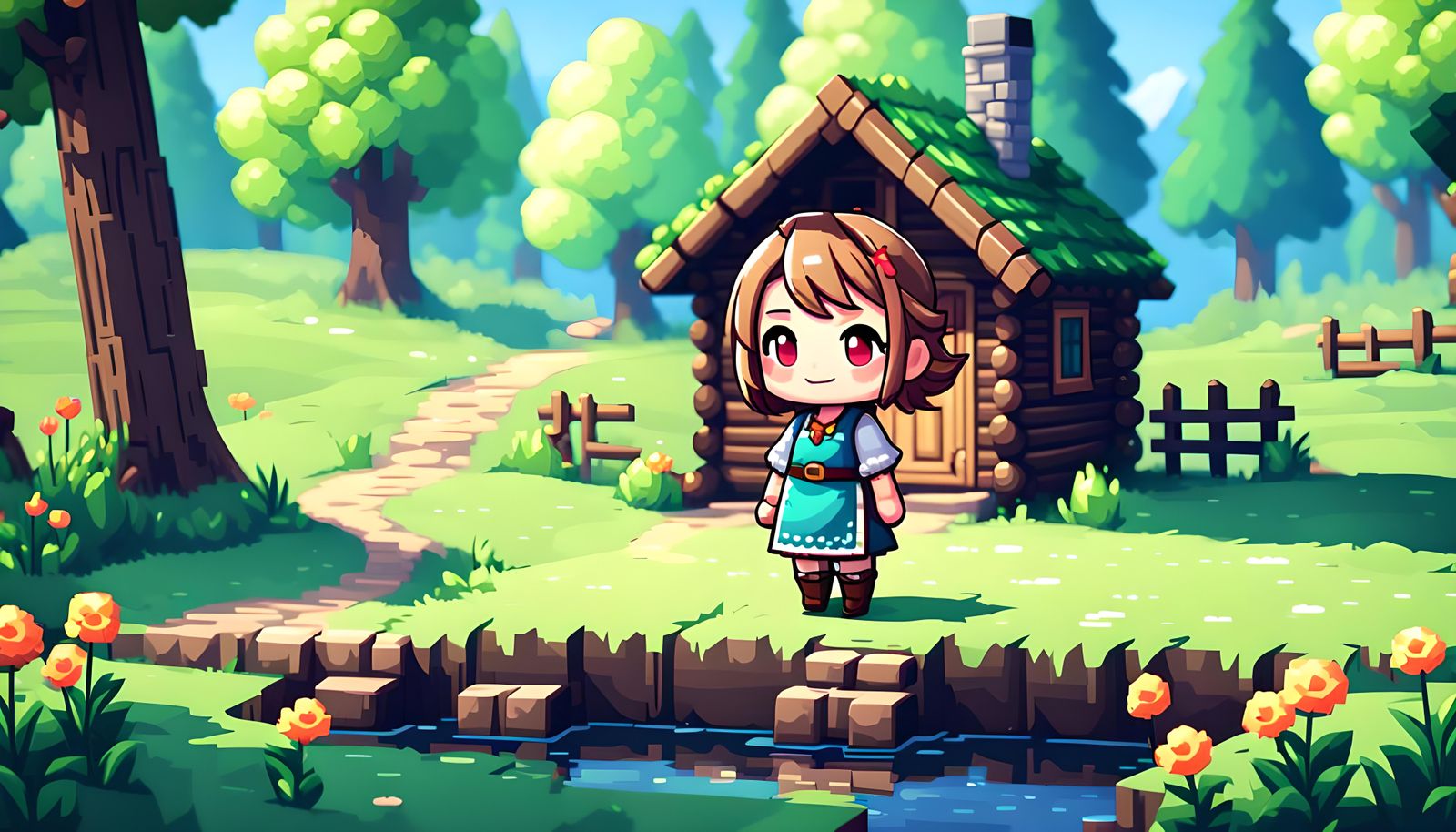 Happy Springtime Pixel Art RPG Scene