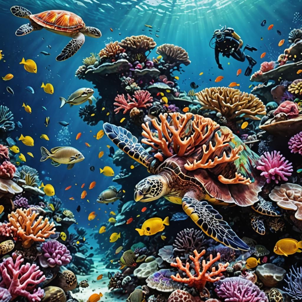 Vibrant Coral Reef Ecosystem with Marine Life