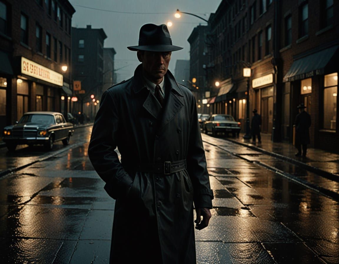 Film Noir Detective with Vintage Camera