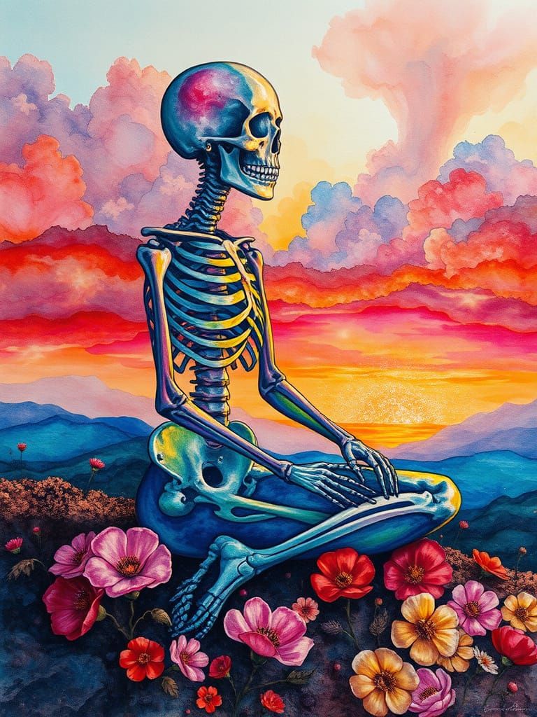Surreal Woman with Visible Colorful Skeleton