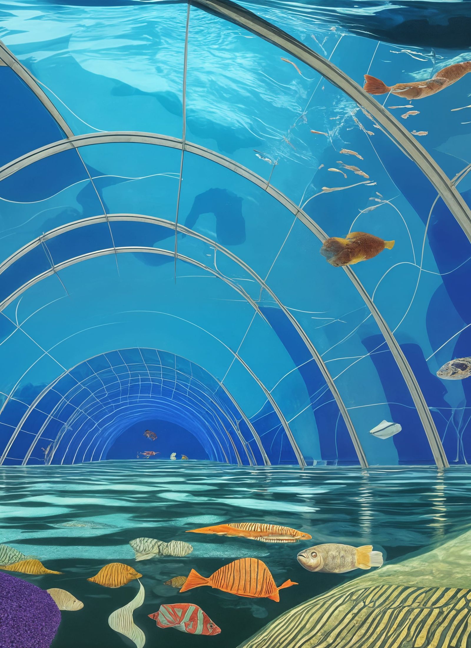Aquatic Humans in a Detailed Undersea City