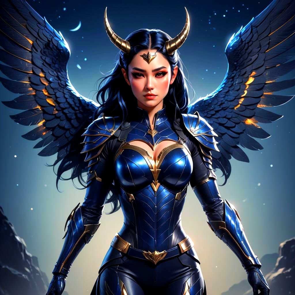 Unicorn Superheroine with Glowing Moon Symbol