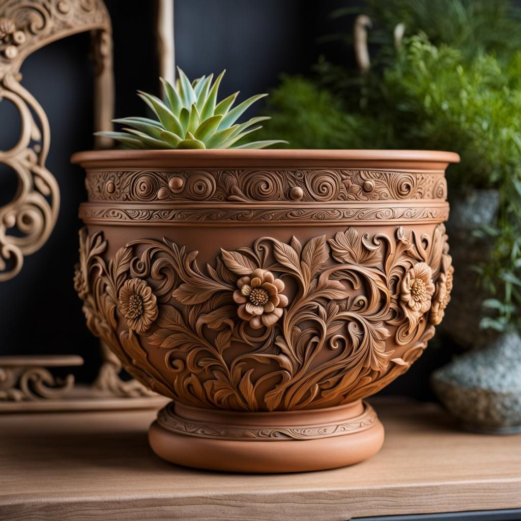 eccentric clay flower pot