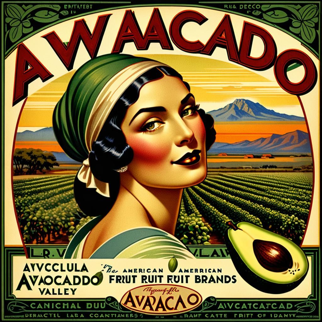 Art Deco Avocado Label Design