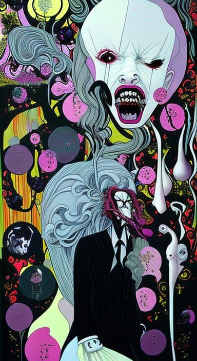 Nightmarish Paranoia in Mixed Media Collage