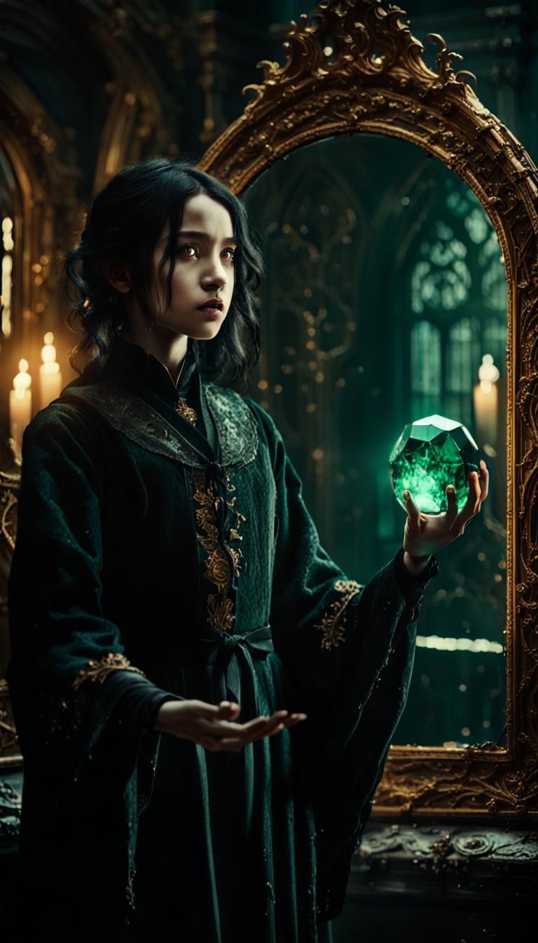 Girl in Victorian Mirror: Gothic Fantasy Concept Art