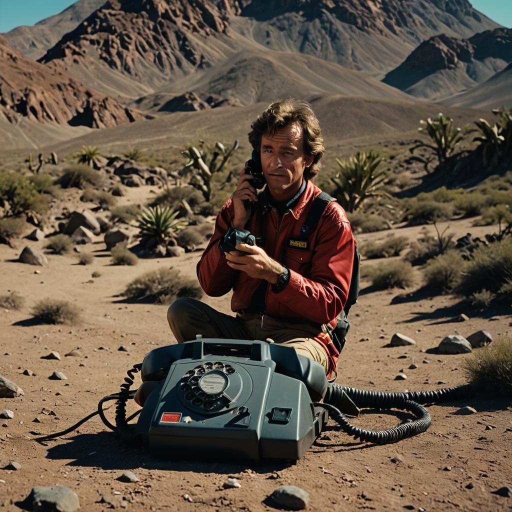 Telephone in Alien World: Cinematic Film Still