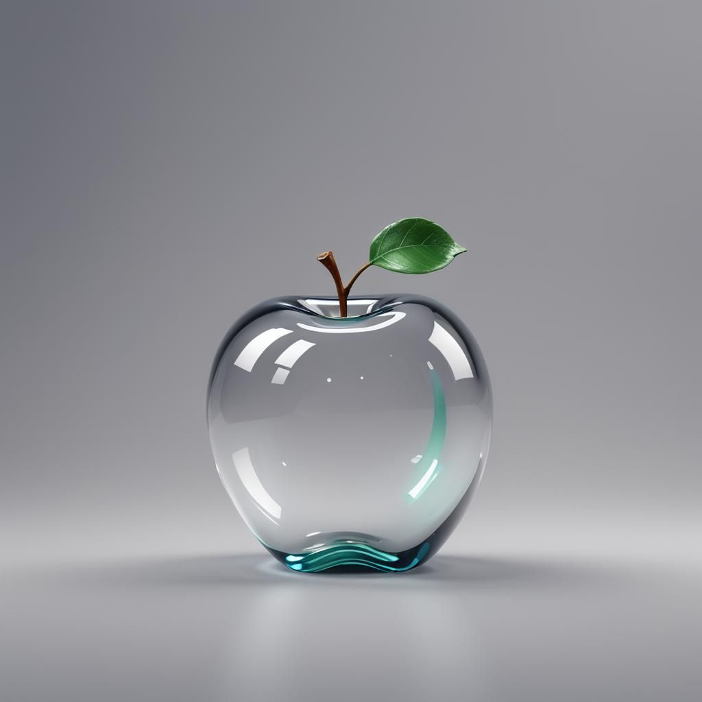 Clear Glass Apple in 3D Digital Art