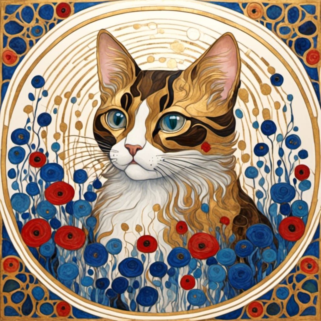 <lora:Klimt Craft:1.0> Chibi water color brown gustav Klimt ...