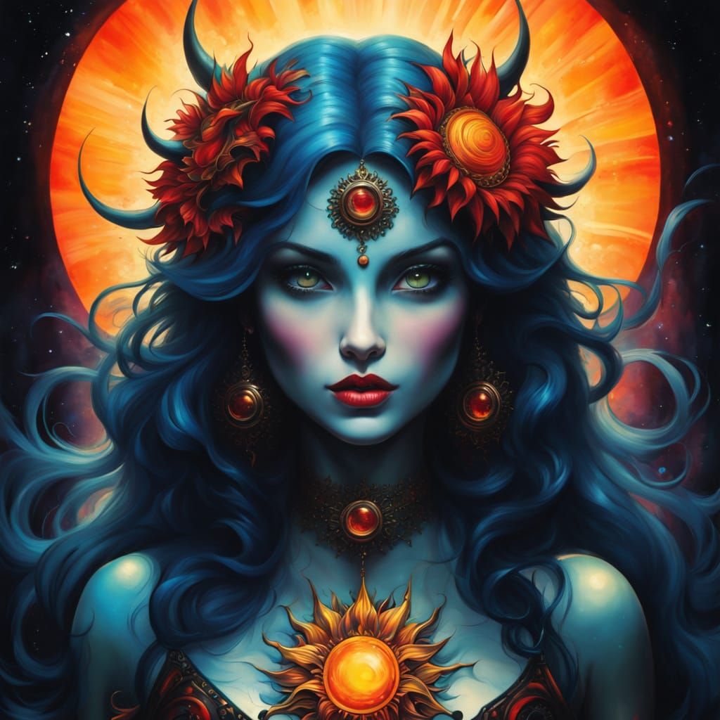 Vibrant Comic Sun Tattoo in Deep Saturation