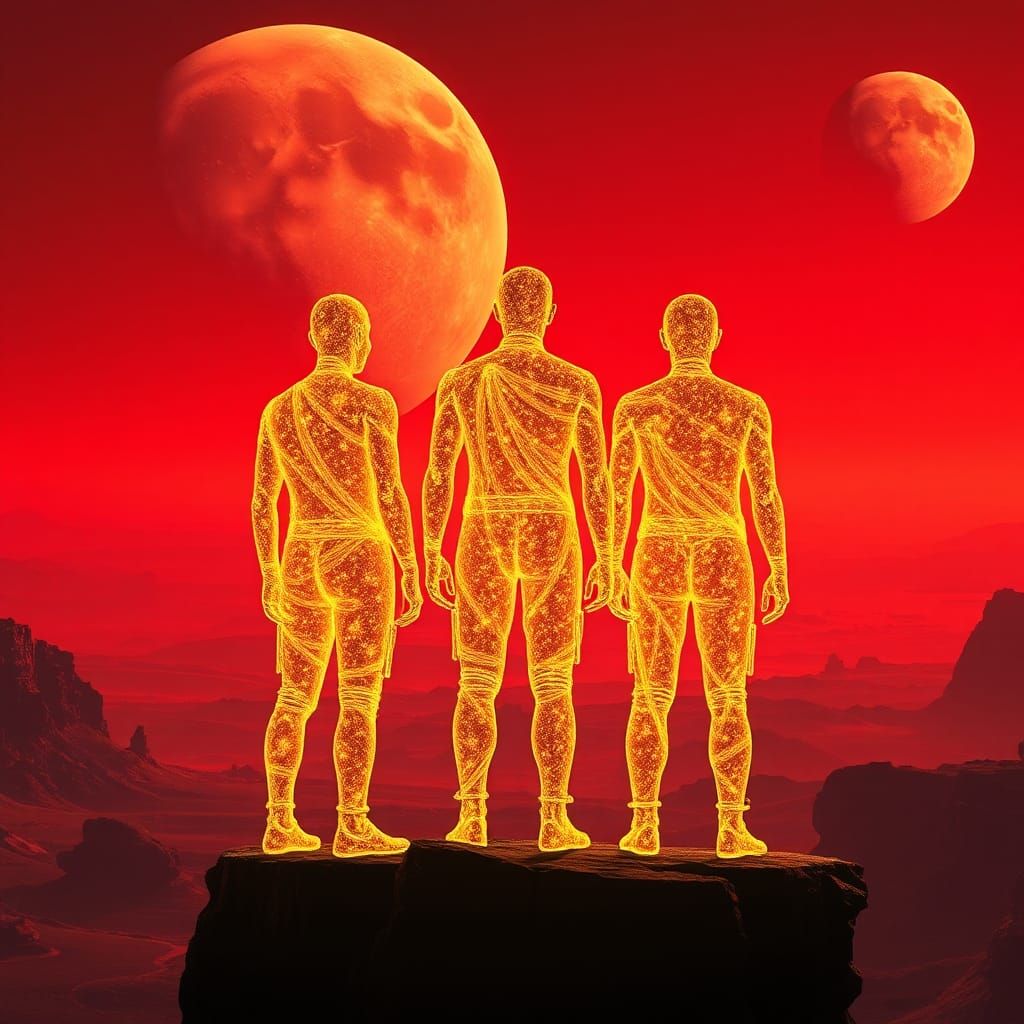 Silhouettes Filled with Glitter on Alien Planet