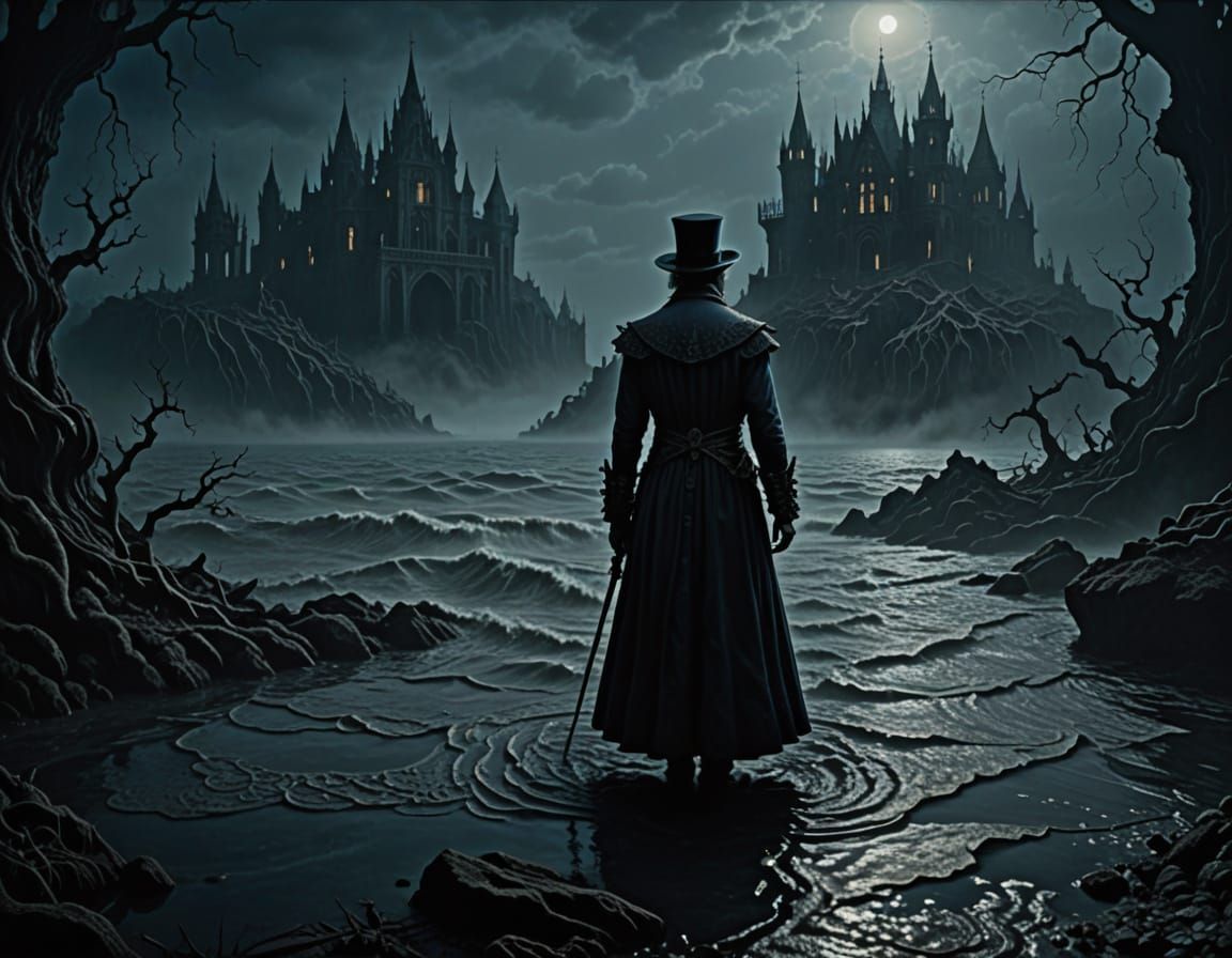 Eerie Victorian Figure in a Gothic Dreamscape