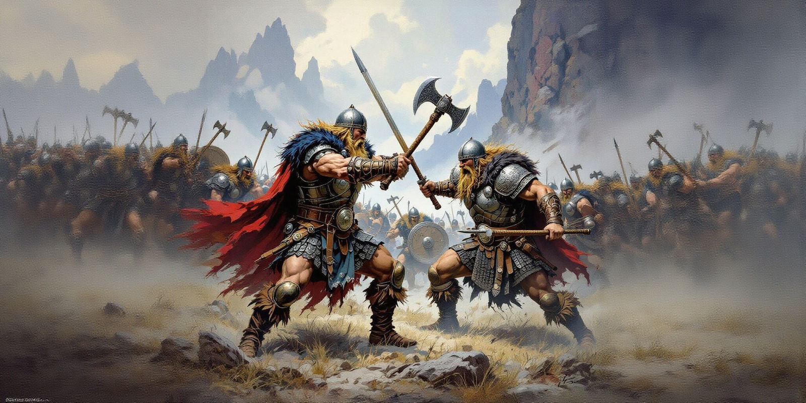 Vikings Clash in a Joe Jusko Style Illustration