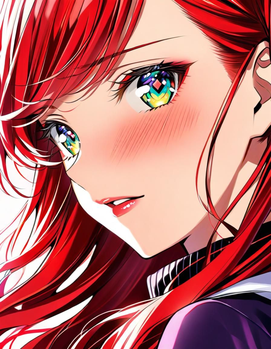 Anime Portrait of a Pretty Woman with Red Hair