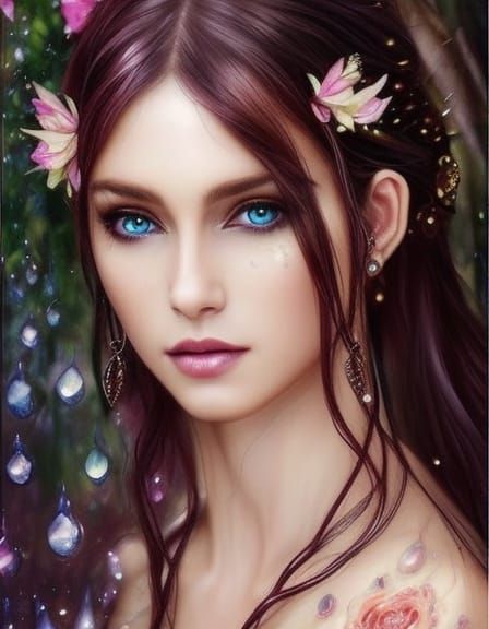Beautiful Elf in Rain, Fantasy Art