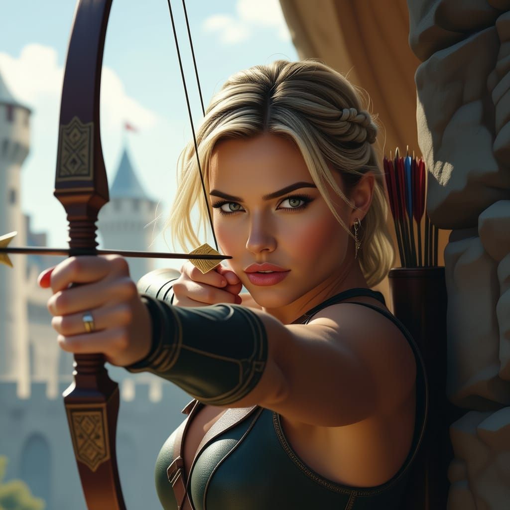 Close-Up Archer's Intense Gaze Ready to Fire