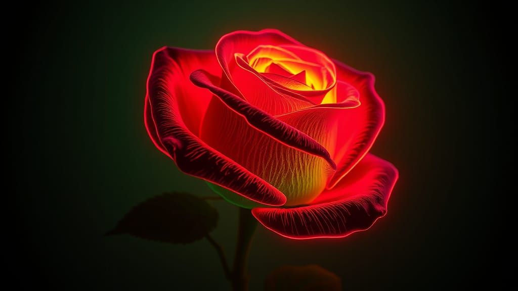 Neon Rose in Cyberpunk Style