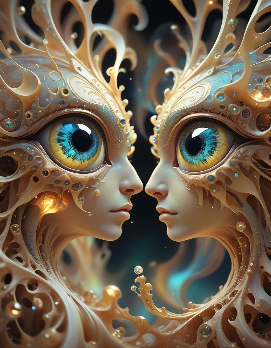 Surreal Andromorph Eyes Reflecting Infinite Patterns