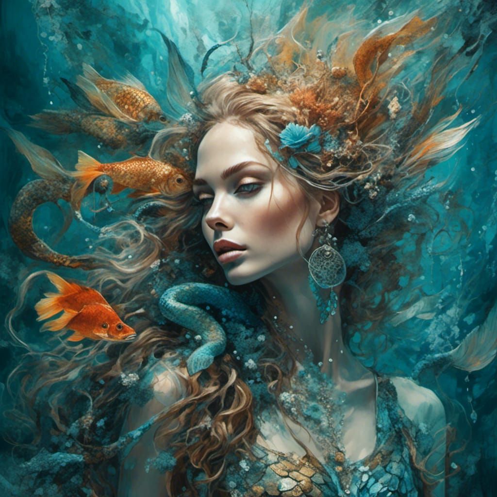 Mermaid's Catwalk Debut: A Fantasy Portrait