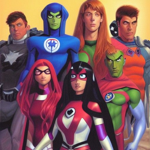 Teen Titans Oil Painting in Gurney Style