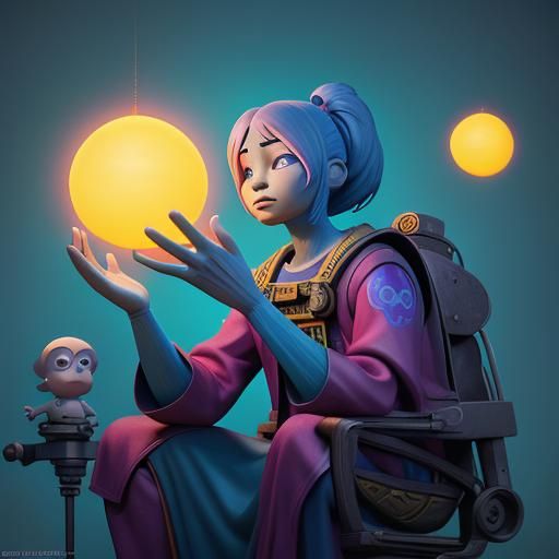 Prayer in Pixar Style 3D Digital Art