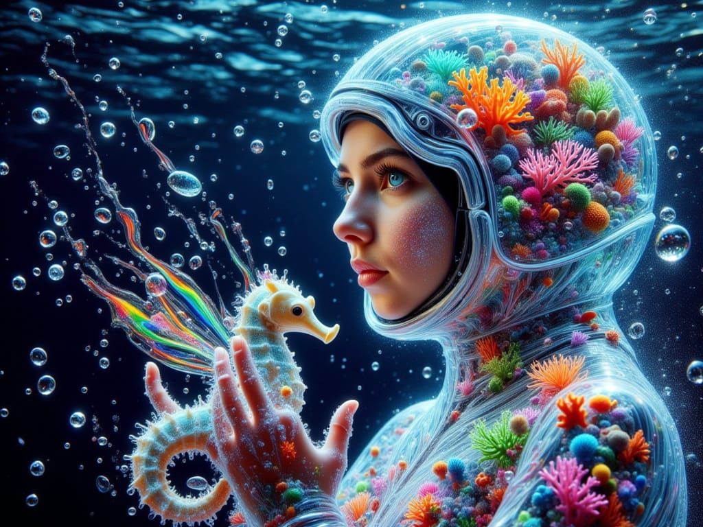 Vibrant Fantasy Scuba Diver in Exo-Suit
