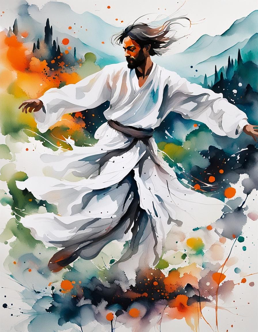 Dervish Dance in Ink Splatter Style