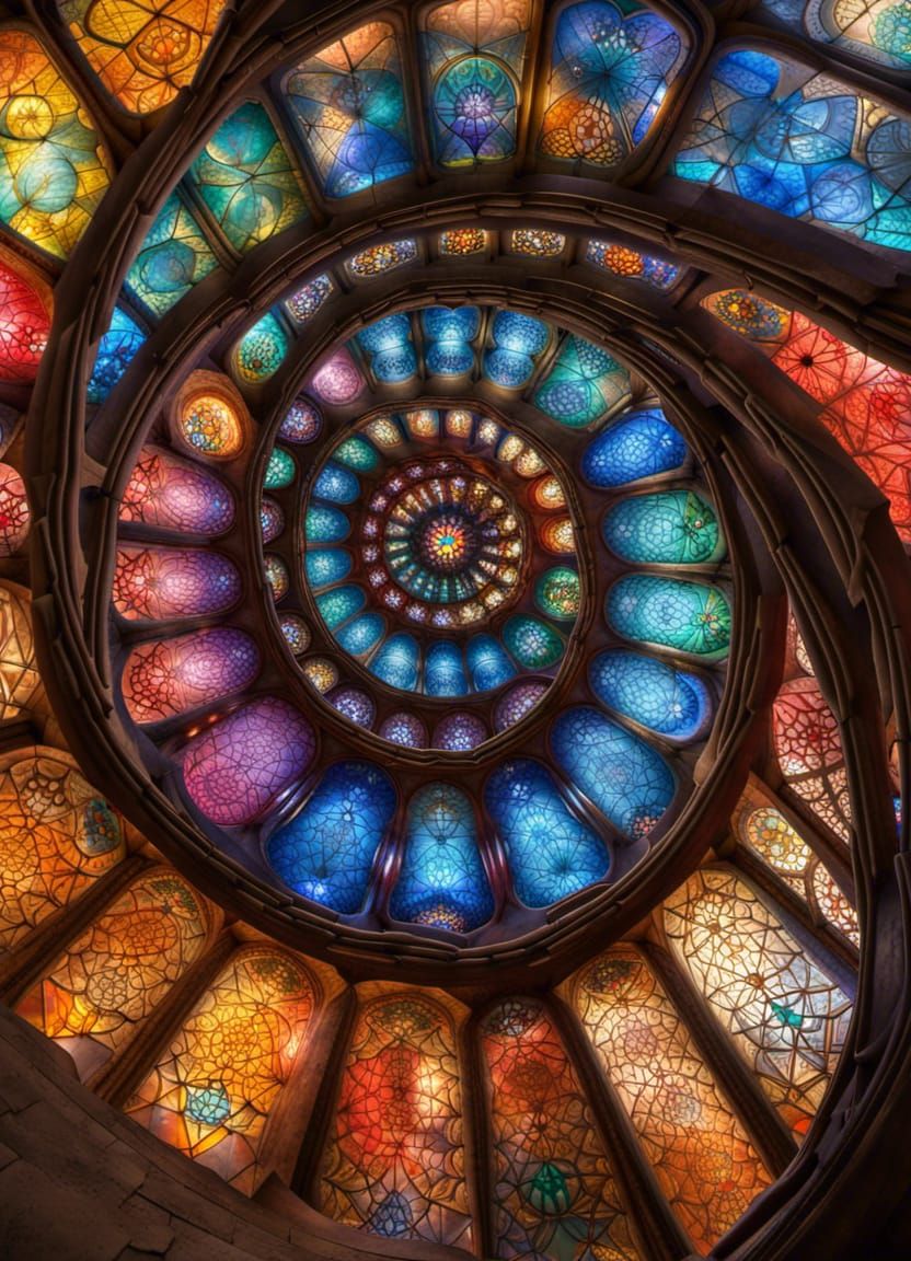 Stained glass spiral