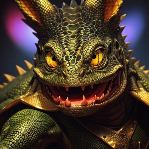 High-Contrast Studio Portrait of a Lizard Demon