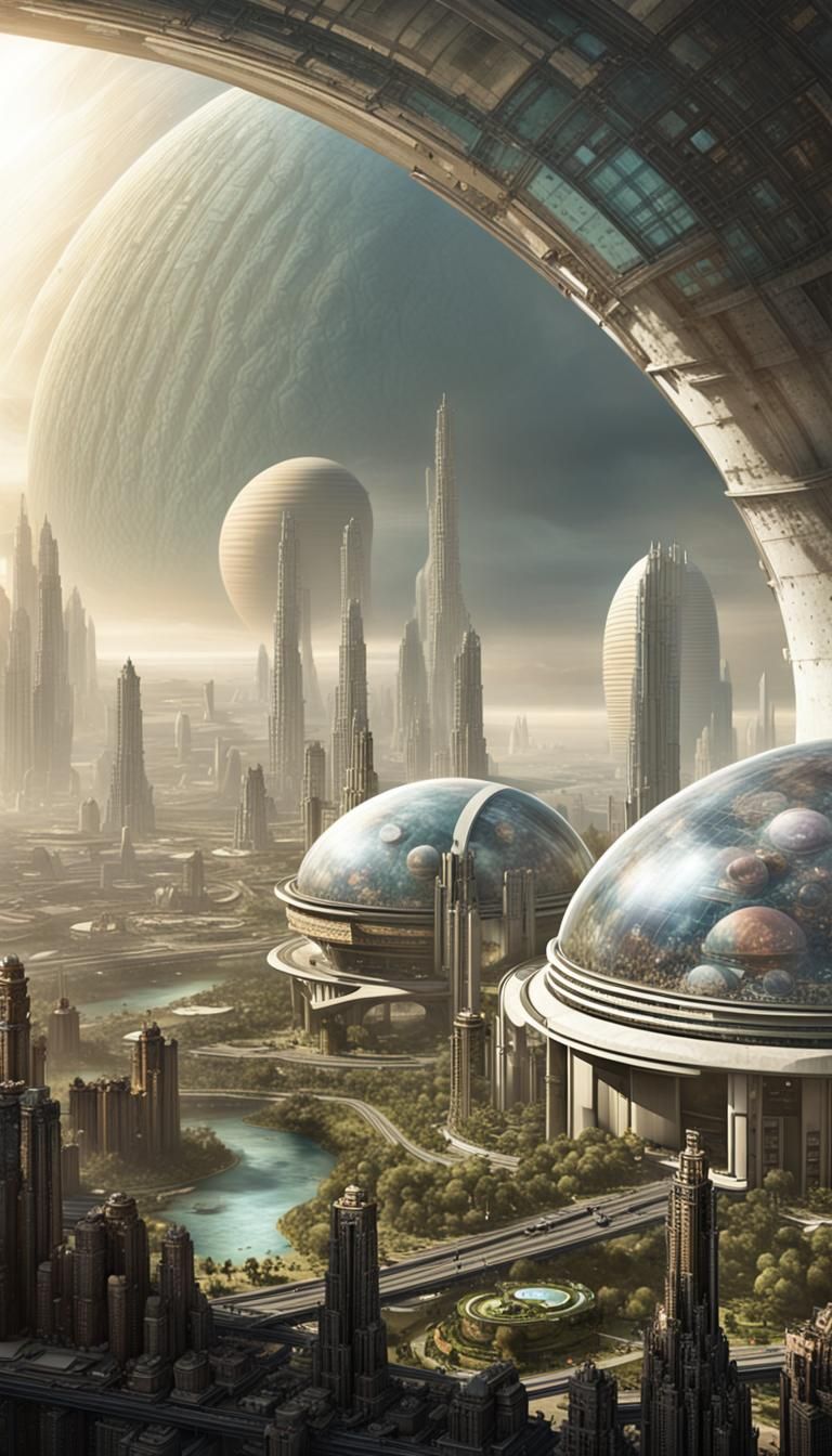 Futuristic Domed City on Alien Planet