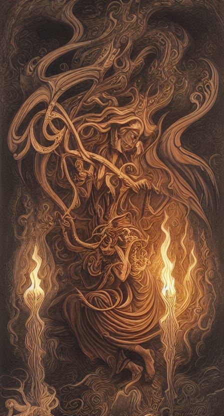 Occult Mystical Multidimensional Scene in Dark Academia Styl...