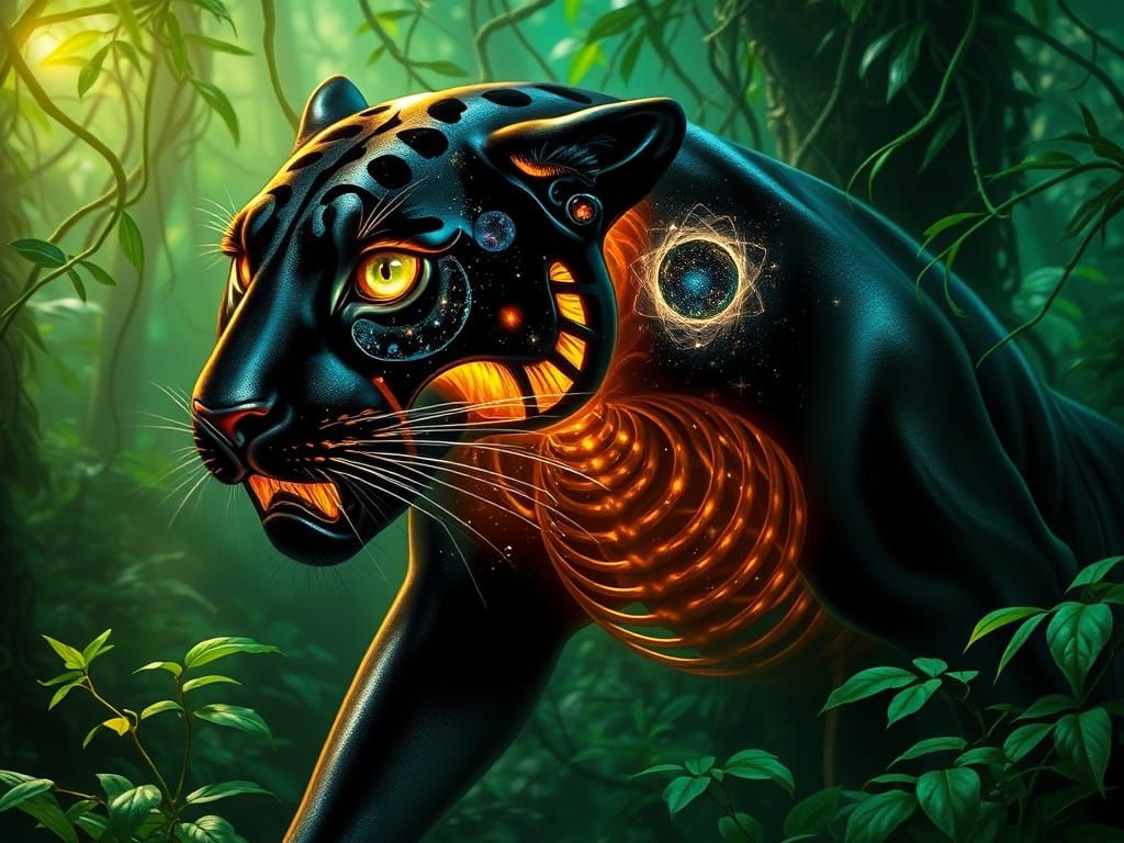 Ethereal Jaguar in Luminous Jungle Realm