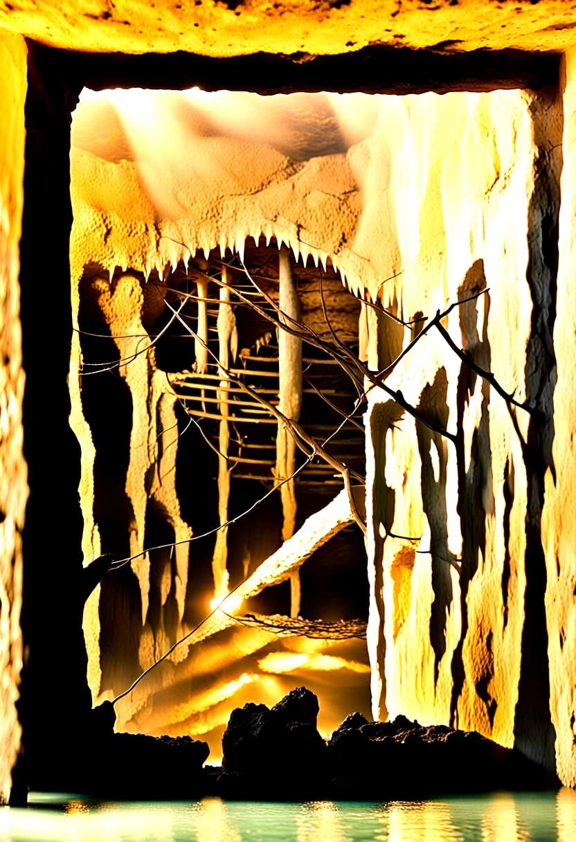 Surreal Cave Grotto in a Mysterious Labyrinth