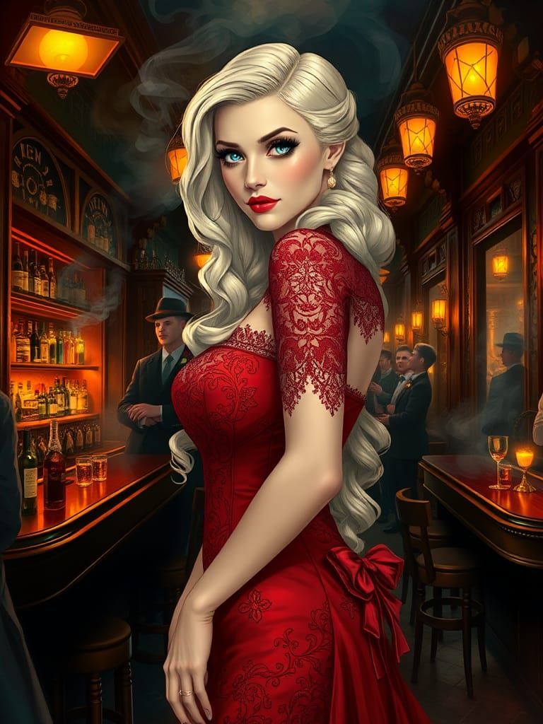 Mystical Gangster Moll Illustration in a Vibrant World