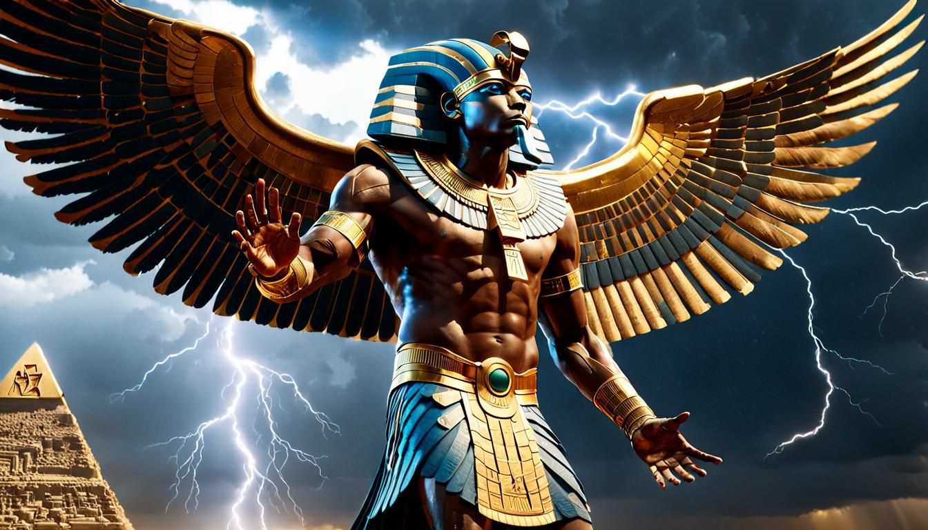Horus, Egyptian God of the Sky, in Hyperrealistic Style