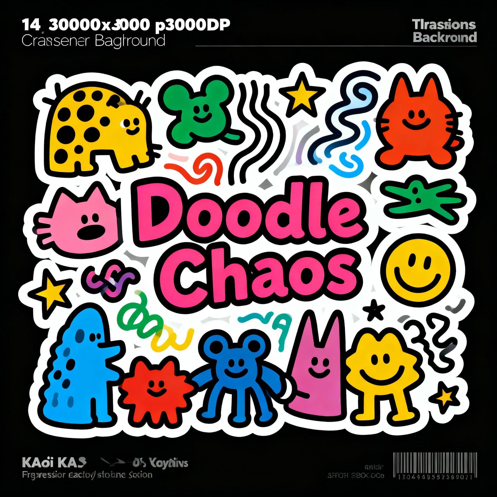 Doodle Chaos: Funny Animals & Abstract Shapes Sticker Sheet
