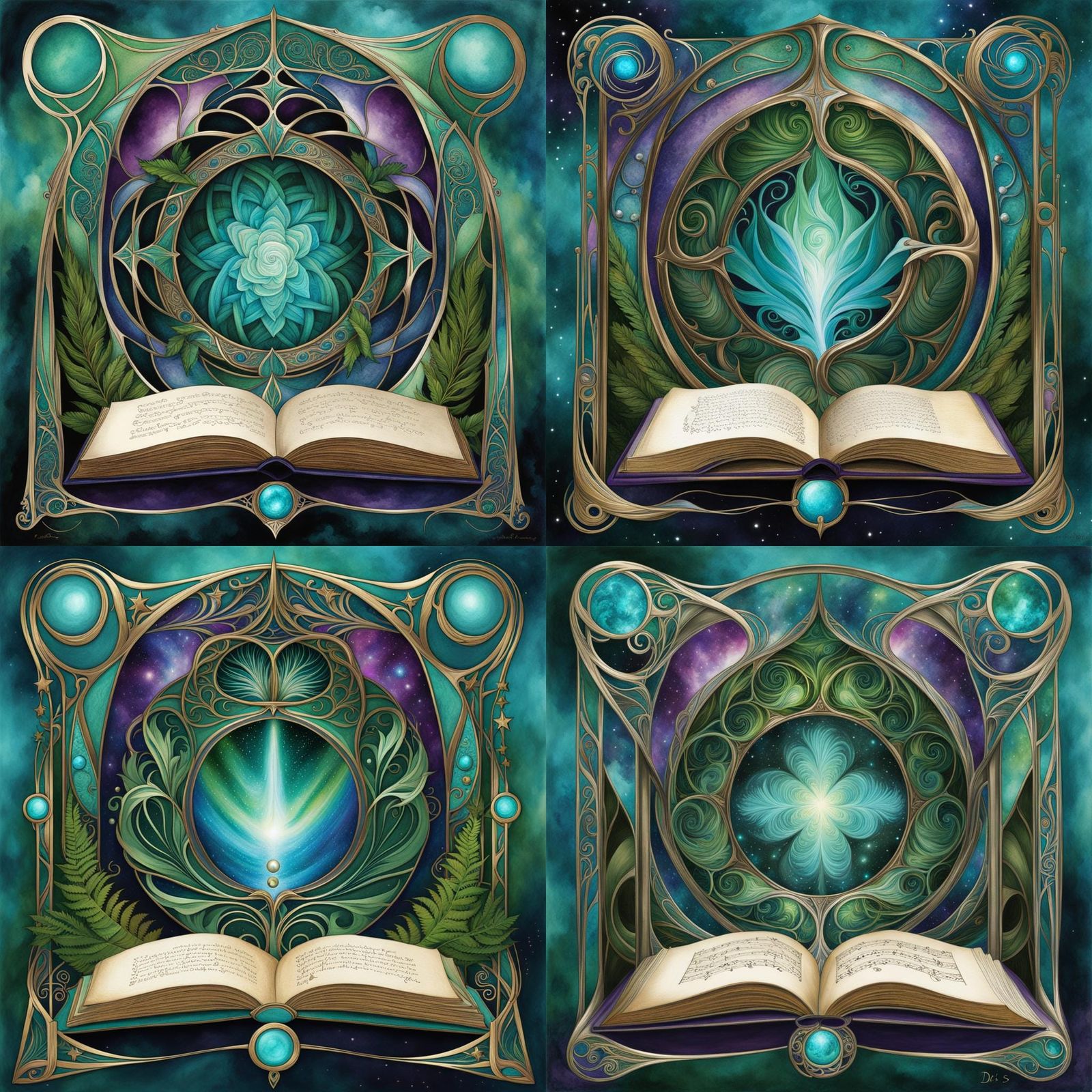 Art Nouveau Fractal Tunnel Watercolour