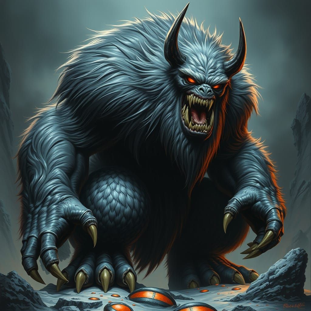 Fiendish Worg in Dark Fantasy Style