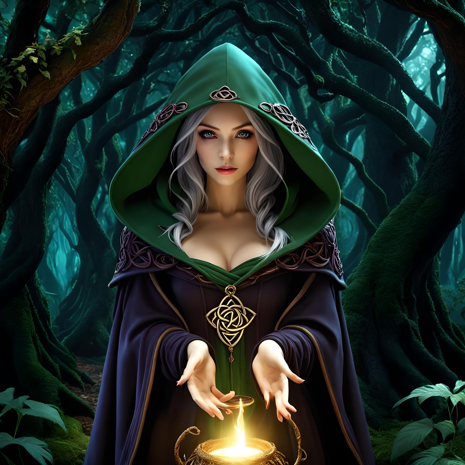 Mystical Forest Sorcerer Channeling Arcane Power