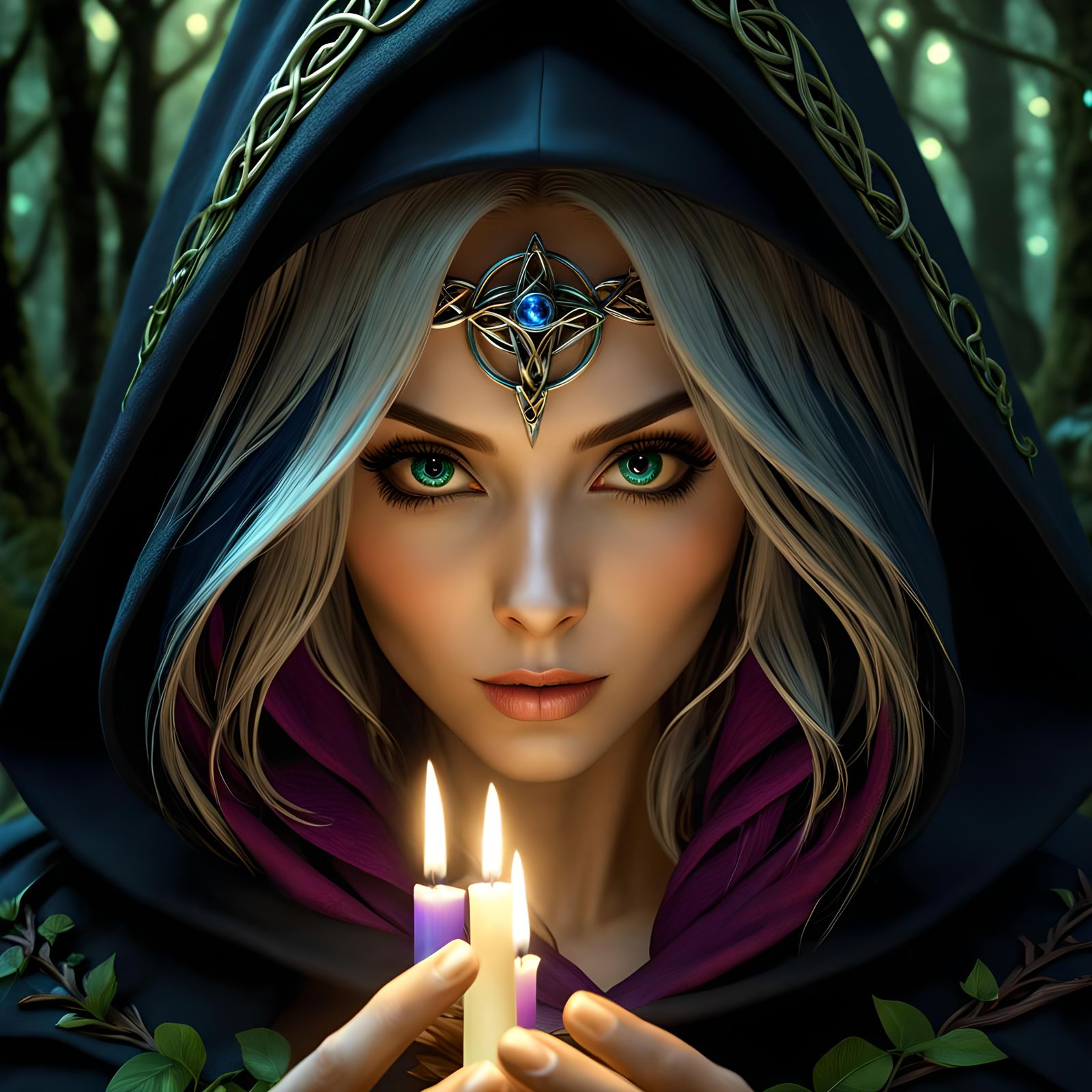 Enchantress in Forest: Celtic Fantasy Art