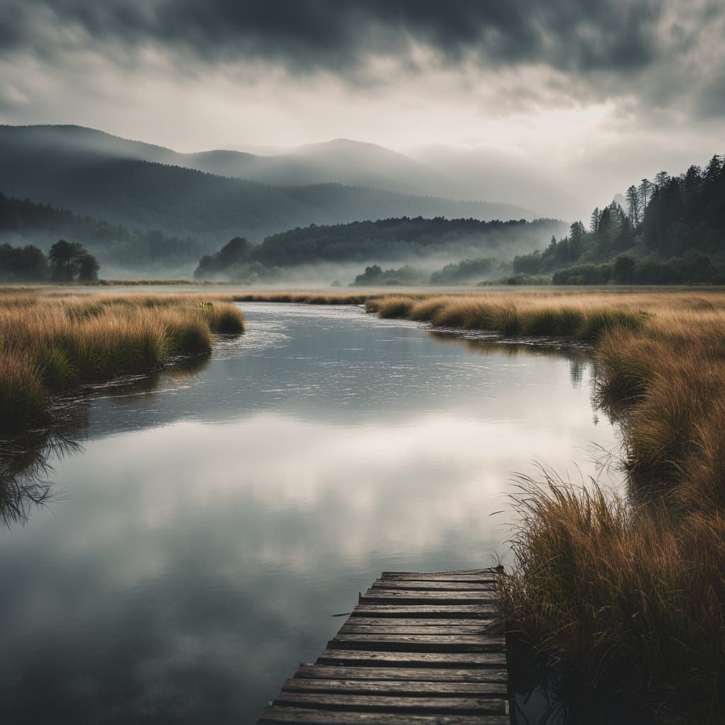 Serene River Valley Landscape Photography