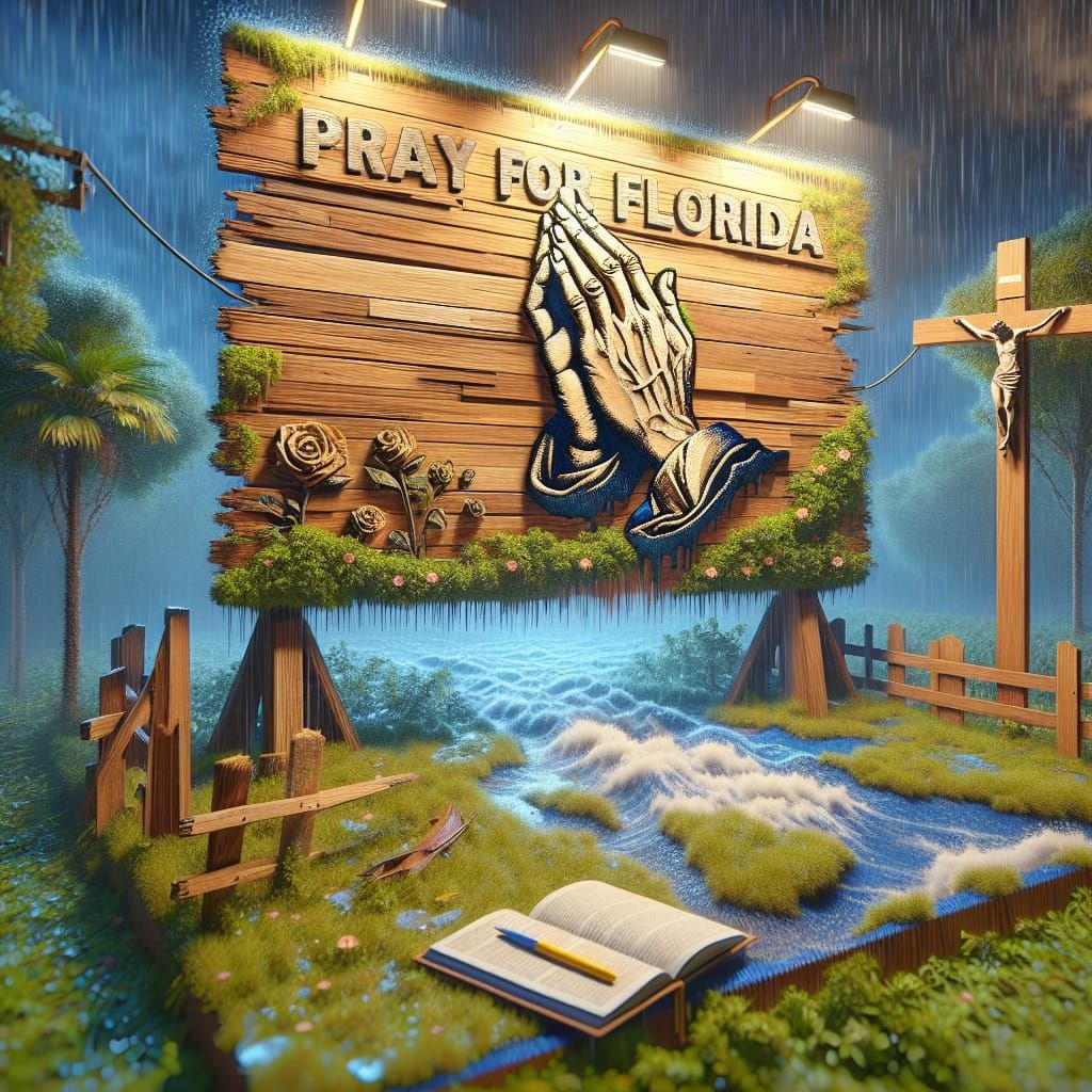 Detailed 3D Render: Pray for Florida Sign
