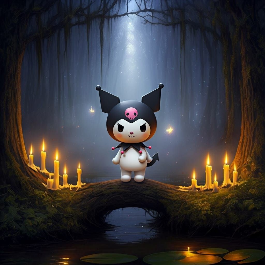 Ethereal Kuromi in Moonlit Swamp