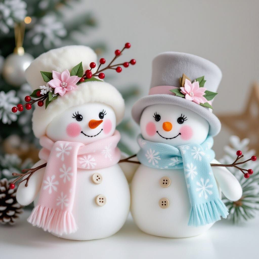 Adorable Snowman in Festive Winter Attire