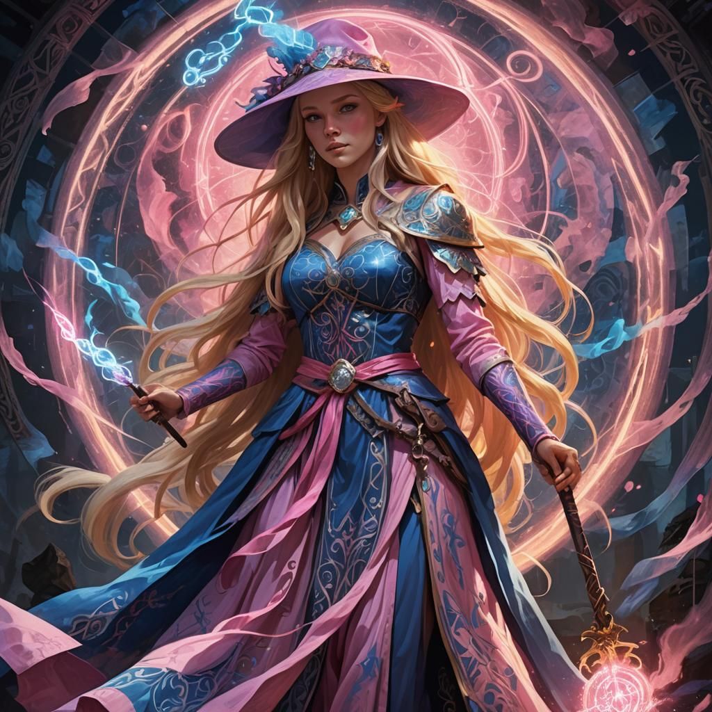 Fantasy Woman with Magic Staff in Digital Art