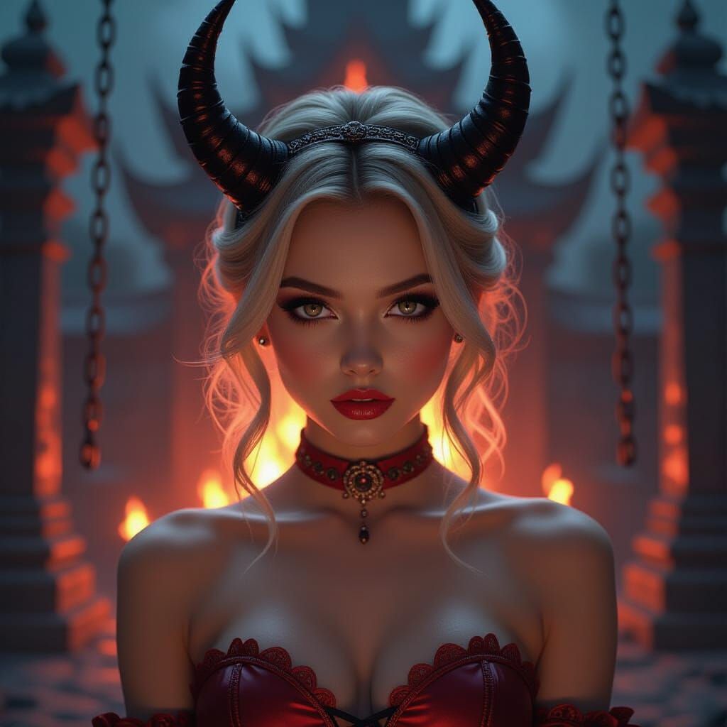 Infernal Portrait: Girl in Demon Temple