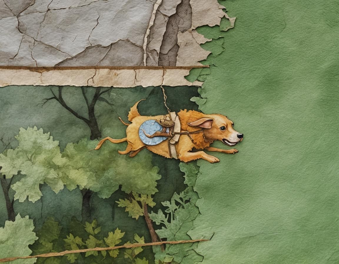 Vizsla's Fantasy Dream in Patchwork Storybook Style